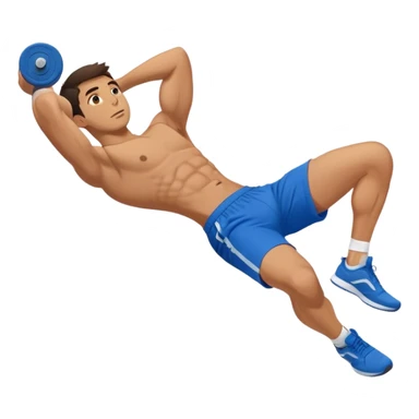 side-view of guy in blue shorts doing decline crunches sticker