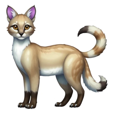 iridescent white divine exotic cute cool beautiful shiny beautiful fantasy-caracal-civet-genet-sergal-vernid-Cacomistle-oncilla-animal-Fakémon-hybrid-fursona (full body) sticker
