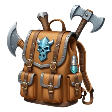 fantasy rpg backpack with axe sticker