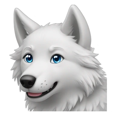 Happy White Wolf blue eyes short hairs sticker
