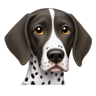 white with black spot german short haired pointer wearing a hoodie sticker