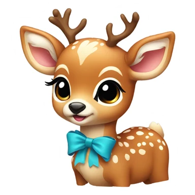 Baby deer with a bow sticker