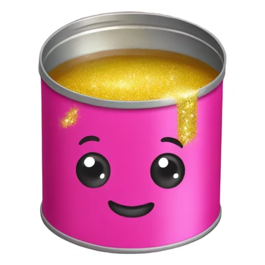 Hot Pink soup can with glitter  sticker