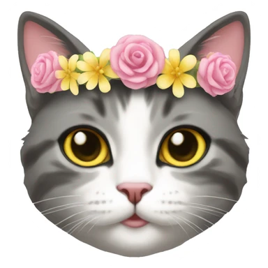 flower tiara on cat sticker