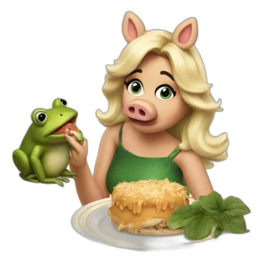 miss piggy eating frog sticker