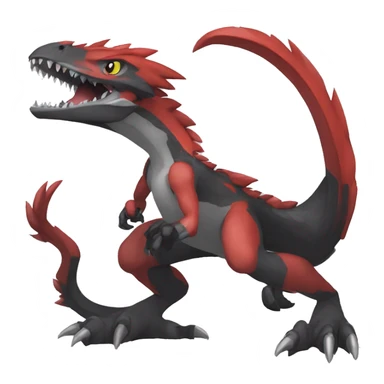  Cool Edgy Black Red Grey Digimon-Fakemon-Raptor-Reptile full body sticker