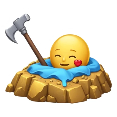 sleeping emoji with a thought bubble showing a pickaxe and a gold mine sticker