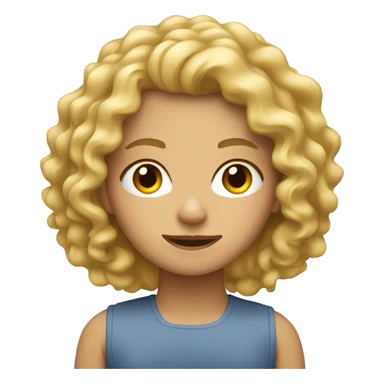 curly blonde female behind a computer sticker