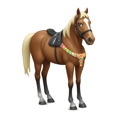 A horse with party favors sticker