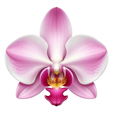 Exquisite phalaenopsis moth orchid with pure white petals and subtle pink center, single bloom sticker