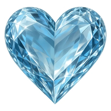 heart with a crystal clear effect, digital illustration, no background sticker