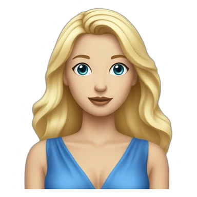 une femme blonde aux yeux bleus avec une robe sticker