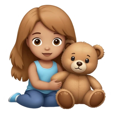 child playing with toy bear sticker