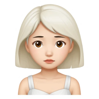 asian girl tired face white dress sticker