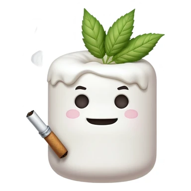 marshmallow gangster character smoking weed sticker