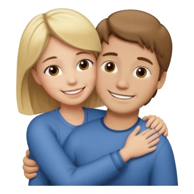 Caring hug brown hair man blonde hair woman sticker