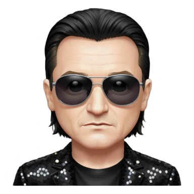 Bono with black sequin outfit sticker