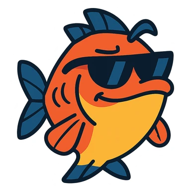 a fish raising one eyebrow and wearing sunglasses sticker