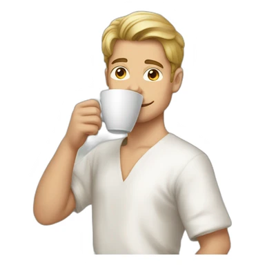 Young white muslin men drinking coffee sticker