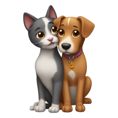 Dog and cat hugging  sticker