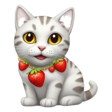 cat with strawberry necklace sticker