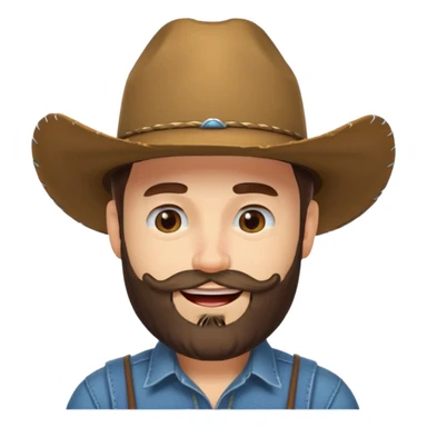 Winking face with a beard wearing a cowboy hat sticker