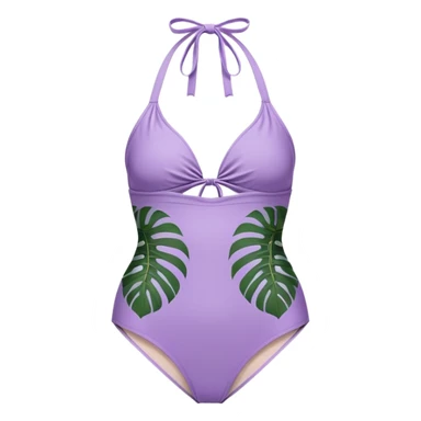 Retro swimsuit light purple halter top with high waisted leafy bottoms sticker