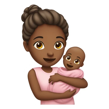 Girl holding baby sticker