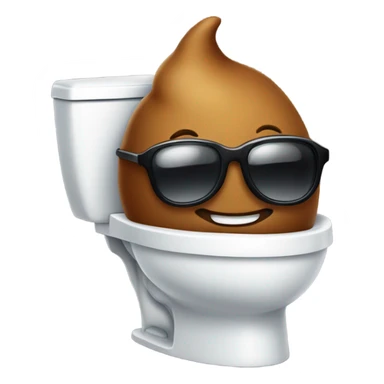 Poop with sunglasses that is wearing a toilet  sticker