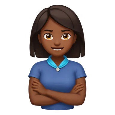 "arms crossed around neck angry laughing girl" sticker