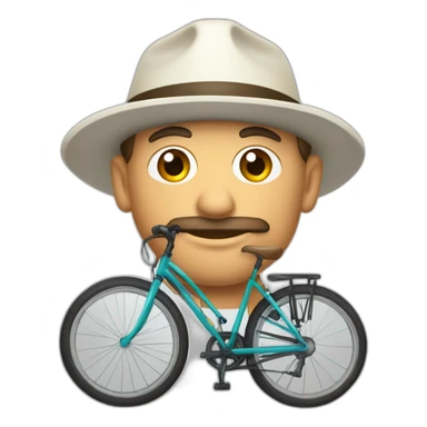 señor gordo blanco con gorra y bicicleta sticker
