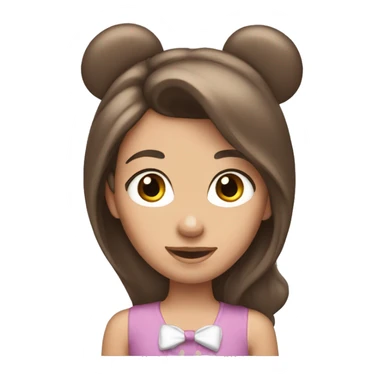 Brown long hair white girl wearing Minnie ears sticker