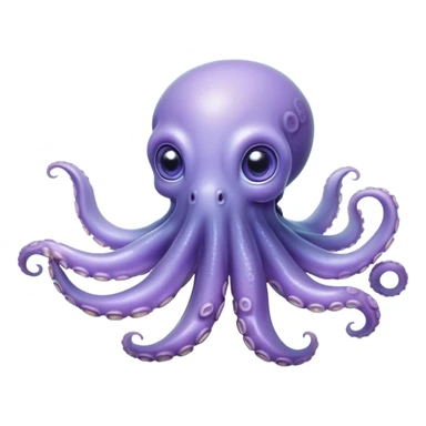 Cinematic Noble Baby Octopus Portrait Emoji, Poised and graceful, with a soft, rounded, slightly translucent body in a dreamy light blue-purple hue, large, glistening eyes full of quiet intelligence and mystery, delicate, flowing tentacles curling gently, Simplified yet sophisticated features, highly detailed, glowing with a soft, ethereal oceanic radiance, high shine, elegant and serene, stylized with an air of deep-sea wonder, focused and tranquil, soft glowing outline, capturing the essence of an otherworldly, intelligent little cephalopod, floating effortlessly in the gentle ocean currents! sticker
