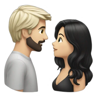 White man with black hair kiss white female with black hair sticker