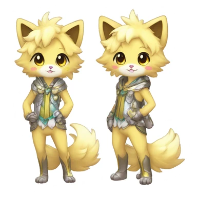 Cute Cool Kawaii Beautiful Pretty Chibi Fur-Sona Shiny Colorful Sparkly Fakemon Full Body sticker