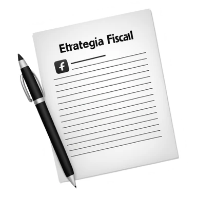paper with a pen that says Estrategia Fiscal sticker