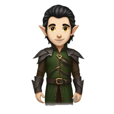 dark hair male elf fantasy sticker