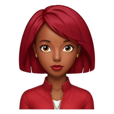 Kelly Rowland from Destiny's Child with dark red hair, red outfit sticker
