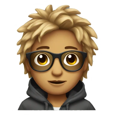 a boy avatar wearing a hoodie and a sunglases with messy hairs sticker