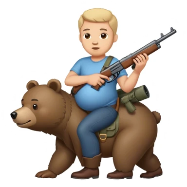 Pregnant man holding gun riding a bear sticker