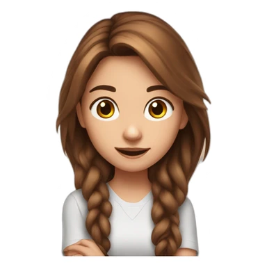 girl with the long brown hair is playing in the mobile game on the phone sticker