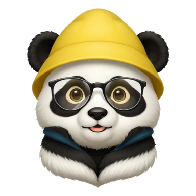 panda with yellow conical hat, glasses sticker