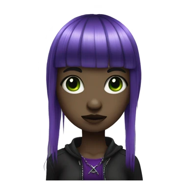 goth girl with bangs and purple and green hair sticker
