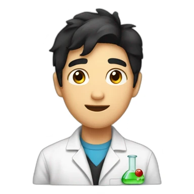 chemistry boy with black hair and his instumants on his hand sticker