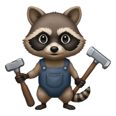 dirty blacksmith racoon holding hammer sticker