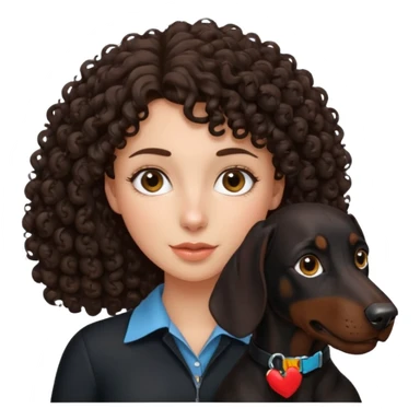 Curly haired brunette girl with black Doberman  sticker