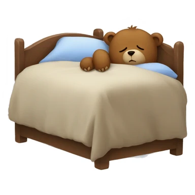 Tired bear sleeping in bed sticker