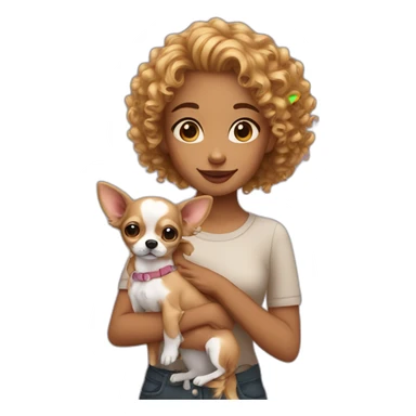 Curly girl with Chihuahua sticker