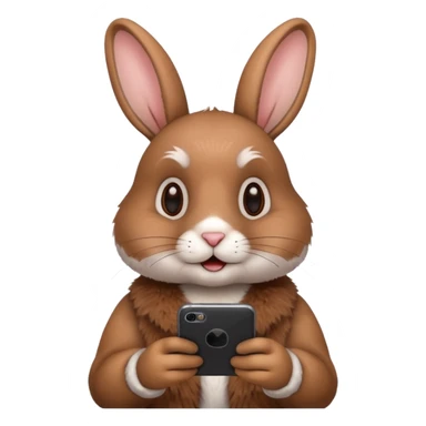 a rabbit playing on a phone  sticker