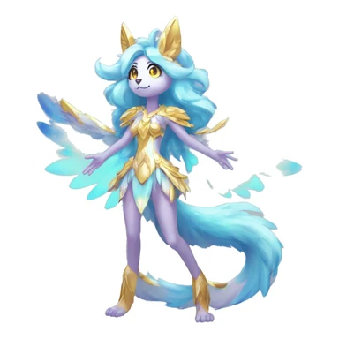Anthro Sona Colorful Ethereal Pretty Godly Celestial Shiny Fakemon Full Body sticker
